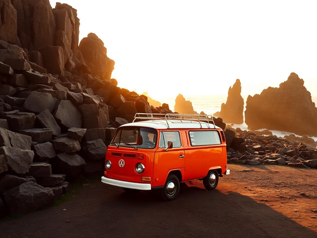 VW van at Giant's Causeway